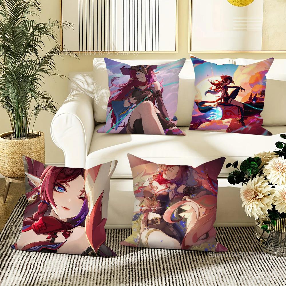 Game Genshin Impact Chasca Pillow Case Square Pillow Bedroom Sofa Leisure Comfort Cushion Car Living Room Home Decoration 40X40