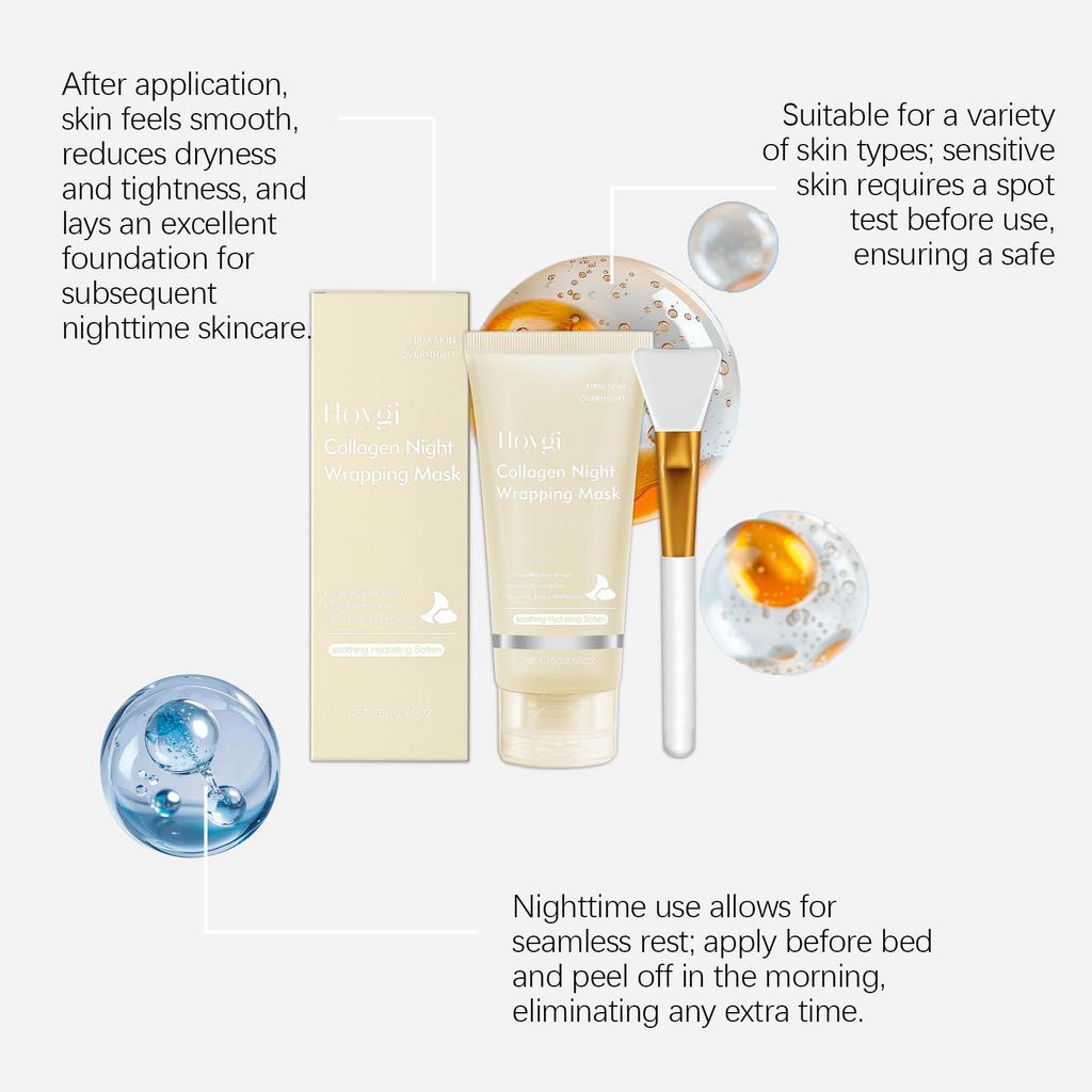 Collagen Night Wrapping Mask Peel Off Mask Brightening Facial Mask Deeply Cleansing Pores Shrink Hydrates Nourishing Skin Care