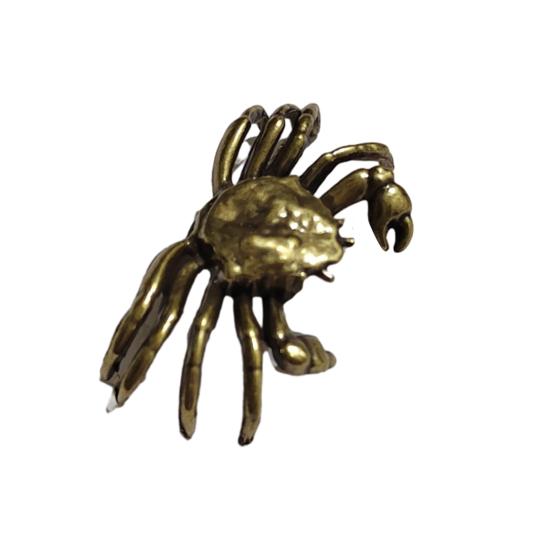 Yousheng Retro Crab/Lobster Ornaments Mini Vintage Brass Crayfish Figurine Funny Copper Shrimp Sculpture for Home Office Tea House Desktop Decor