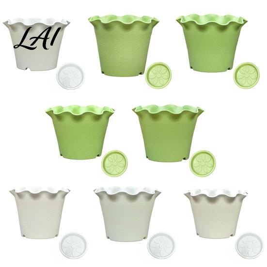 Plant Pots for Courtyard Large Flower with Drainage Holes And Tray Saucers Ruffled Edge Planter Decorative Home Indoor Outdoor Plants Creative