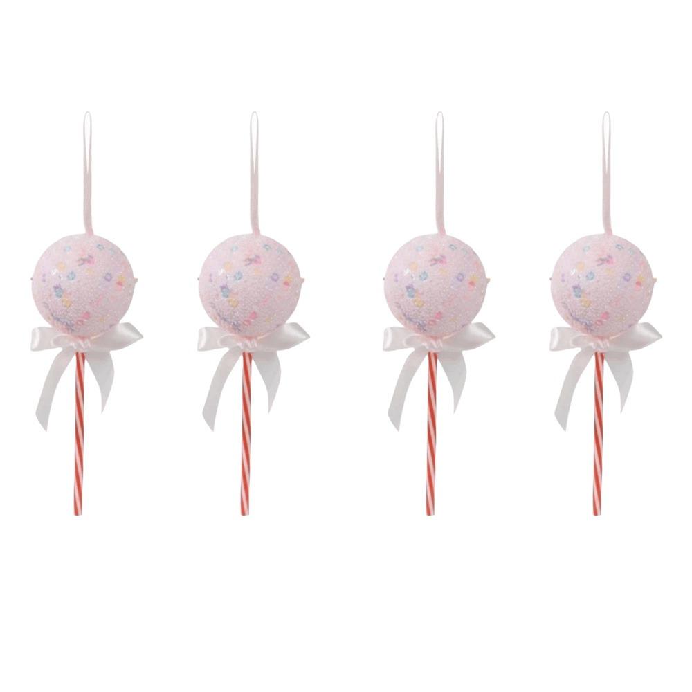 4PCS Sequins Bow Christmas Balls Pendants Foam Ball Fake Lollipop Xmas Decorations Wedding Party