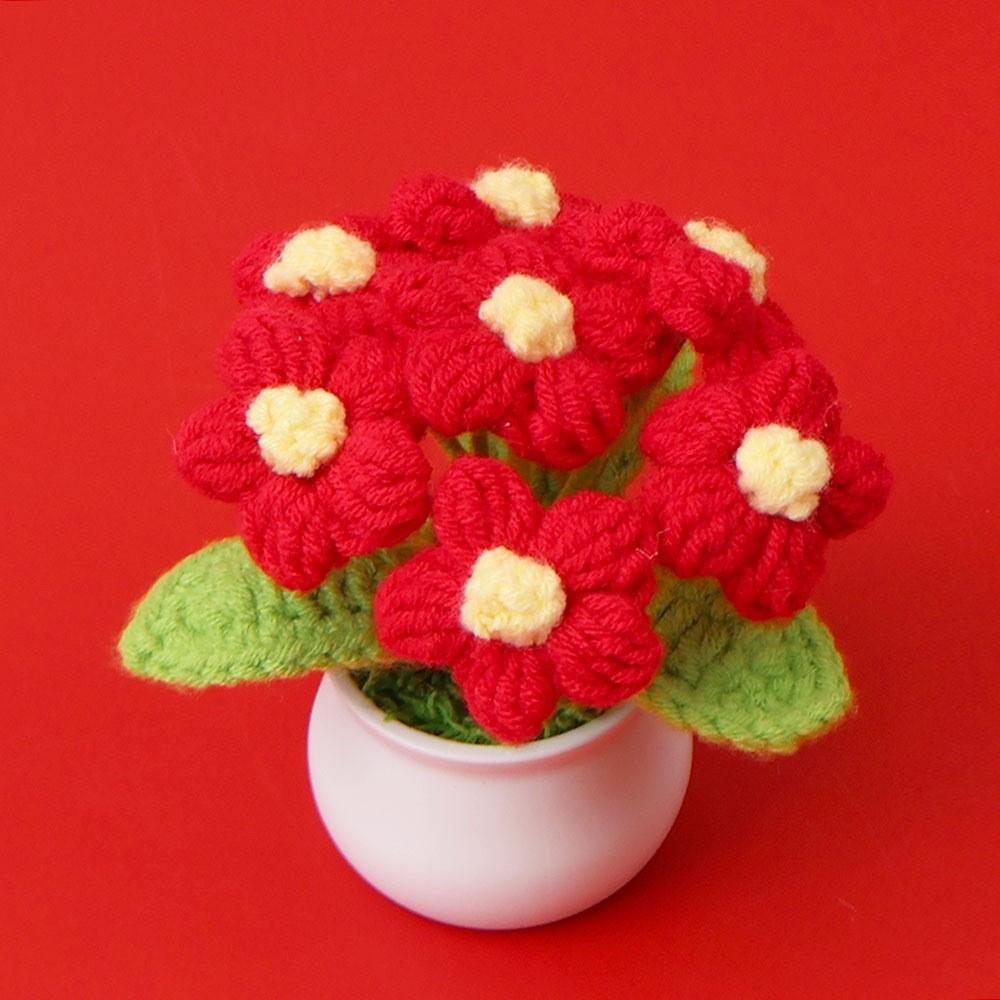 Hand-Knitted Wool Fake Flowers Set: Sunflower, Carnation, Tulip - Desktop Decor, Teacher/Student Gift, Everlasting Bouquet