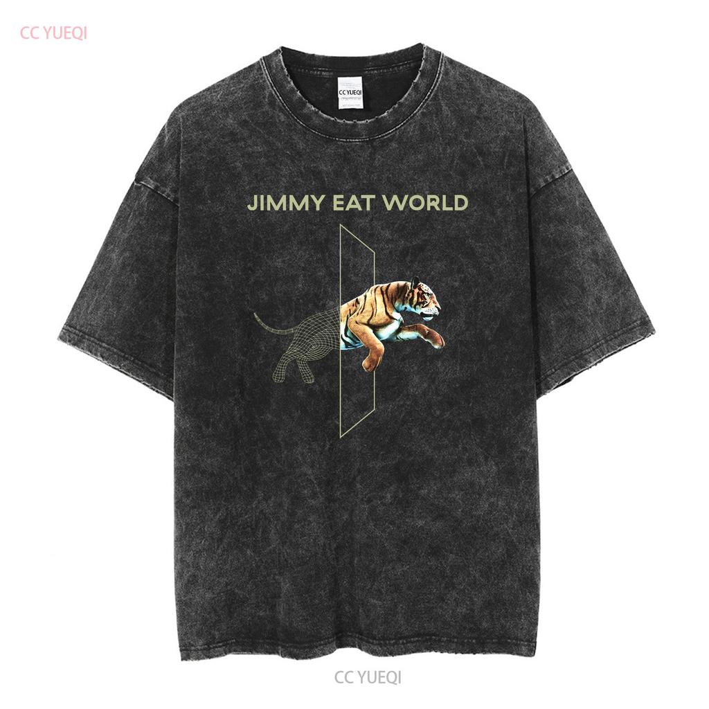 Jimmy Eat World Jumping Tiger Olive Green T Shirt Size Medium vintage Washed designer clothes Stretched Versatile fashion