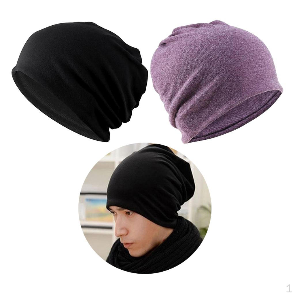 

2 шт. Женская шапка-бини, шапка-тюрбан - +Черный, регулируемый