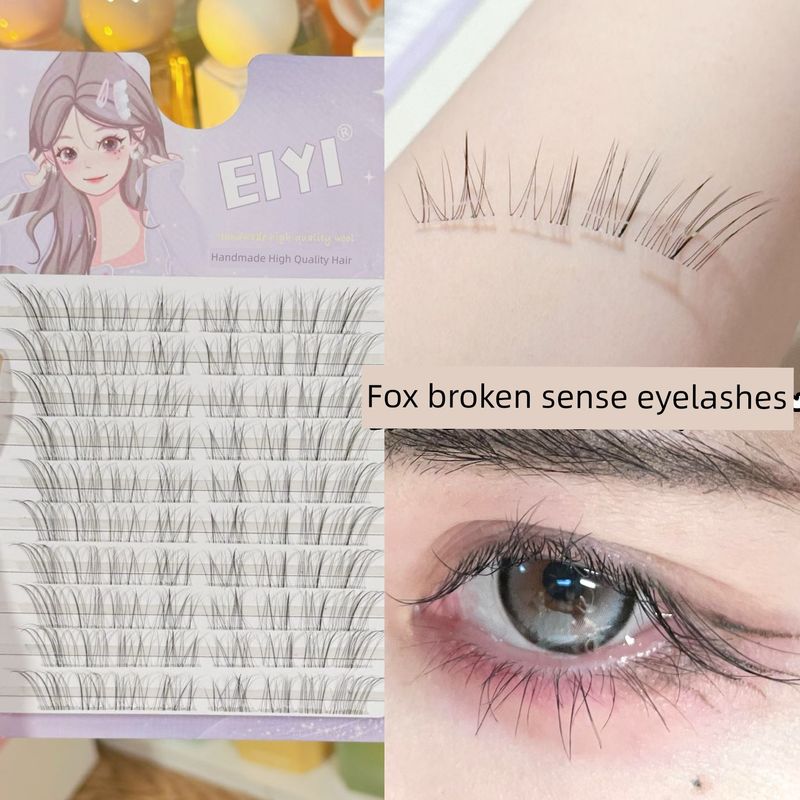 

Eiyi Glue-Free Cold Fox Eyelashes ~ Broken Feeling Breathing Feeling Air I Feel Sorry for Eyelash 2025 New Arrival [Glue Type] 10 Rows of Broken Fox Style
