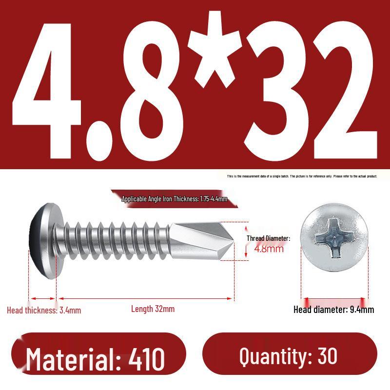 Stainless Steel 304 Phillips Round Head Self-Drilling & Tapping Screws, M3.9/M4.8/M5.5 Swallowtail Bolts