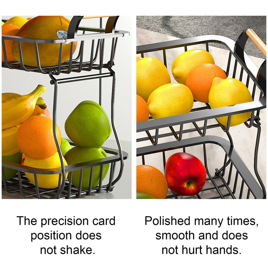 Fruit Basket 2 Tier Detachable Metal Vegetable Bread Basket for Kitchen Living Room