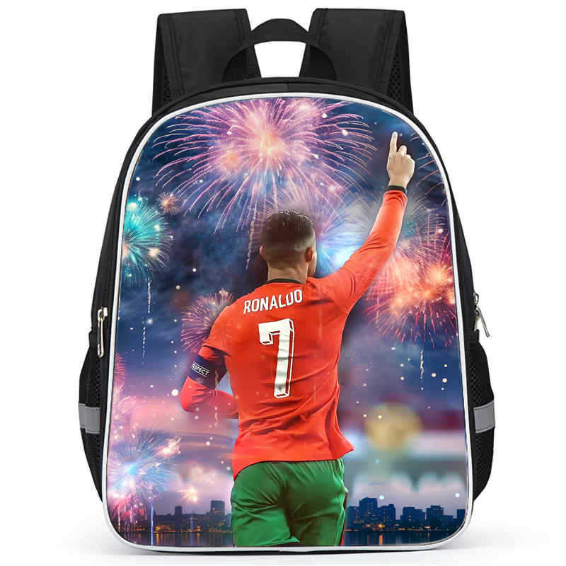 Cr7 Rucksack Hochauflösender Druck Große Kapazität Multifunktion Reißverschluss Oxford Rückenschutz Leichter Rucksack