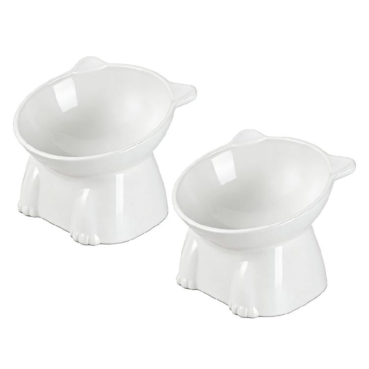 

Pet Feeding Station Tilted Bowl Ergonomic Dish For Better Digestion Plastic Bowl Feeding Stand Plastic белый