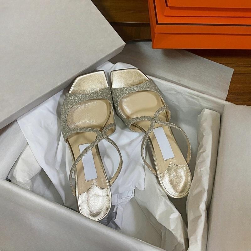 Fashion Slippers Women'S 2025 Summer New Style Patent Leather Thin-Heeled Hollowed-Out Fairy Style One-Shoulder High-Heeled Sandals