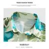 Men's Oversized Floral Print Short Sleeve Shirt - Light Green Hawaiian Casual Button Down Top