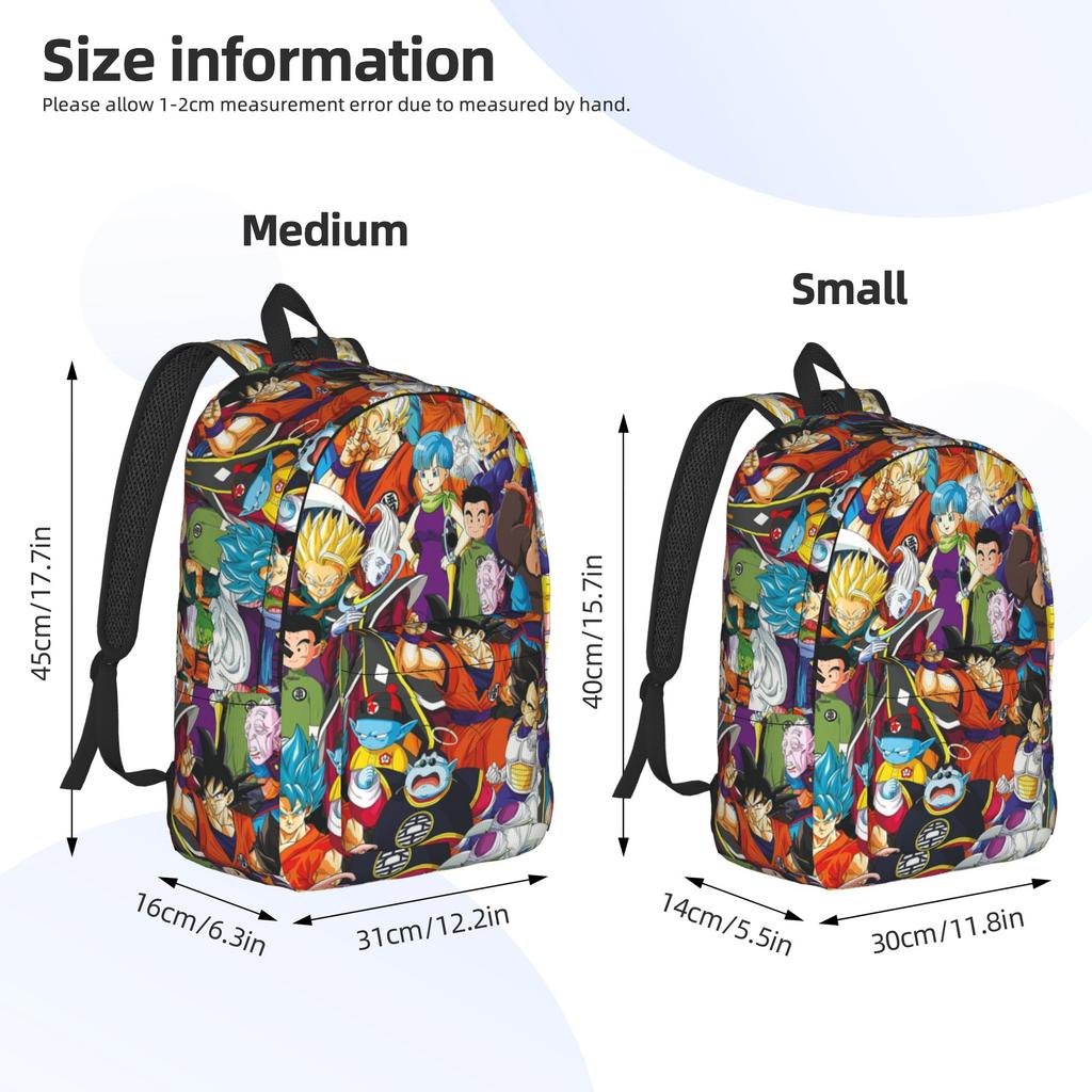 Goku Collage Fashion Backpack Lightweight High School Work DBZ Daypack for Men Women Laptop Computer Shoulder Bag