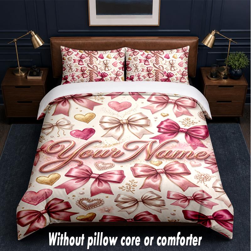 Floral Theme Custom Text Or Name 3Pcs Bedding Set,1 Flat Sheet & 2 Pillowcases Personalized Home Bedding
