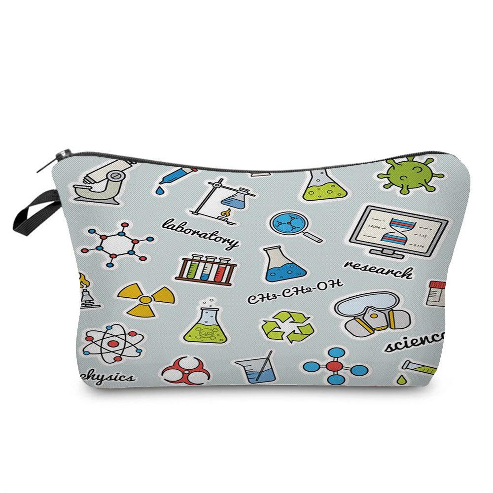 Women Chemical Physics Formulas Print Cosmetic Bag Toiletries Organize Travel Storage Case 6768