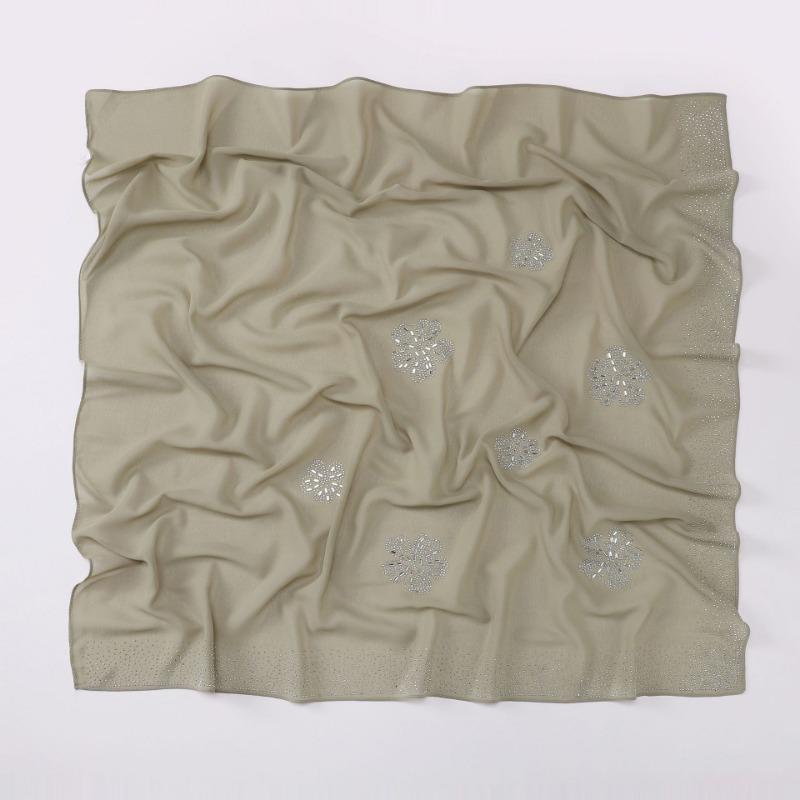 Women S Floral Rhinestone Chiffon Square Scarf For All Seasons