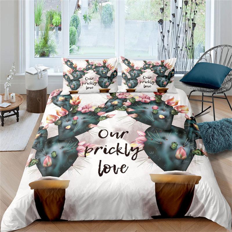 

Мультяшный кактус пододеяльник тропическая ботаника садовые растения 3D принт постельное белье набор суккуленты наволочка микрофибра чехол для одеяла EU single(135x200cm)