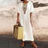 Summer Loose Cotton Linen Sundress Women Casual Beach Holiday Bohemian Dress Solid Vestido Female Clothing