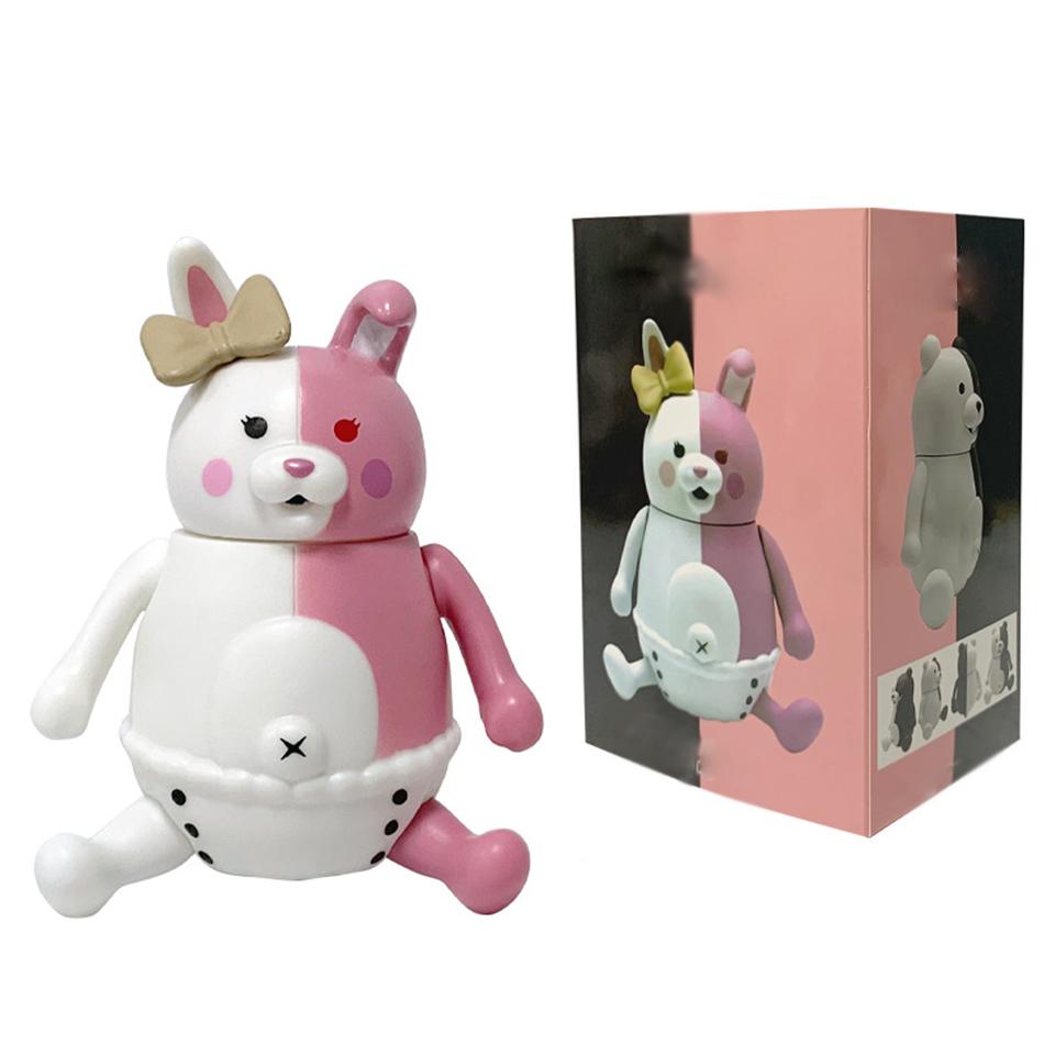 Winter New Arrival: Chibi Bear Figurines 2-Piece Set (Black & Pink) - Cute Desktop Decor Kids Christmas Gift In Stock