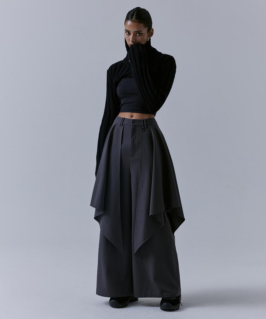 Teulimingbeodeu High-Neck Bolero Knit Zip-Up [ Black ]