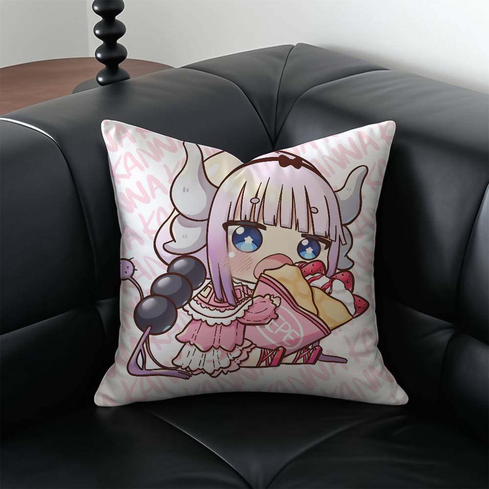 Anime Miss Kobayashis Dragon Maid Pillow Case Antidustmite Pillowcase Invisible zipper silky short plush Sofa cushion cover