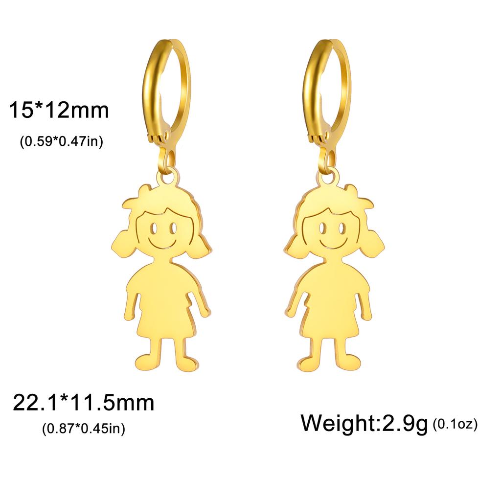 Cazador Girl Boy Child Earrings for Women Stainless Steel Cute Kids Drop Earrings Jewelry Gold Color Gift Wholesale Trendy