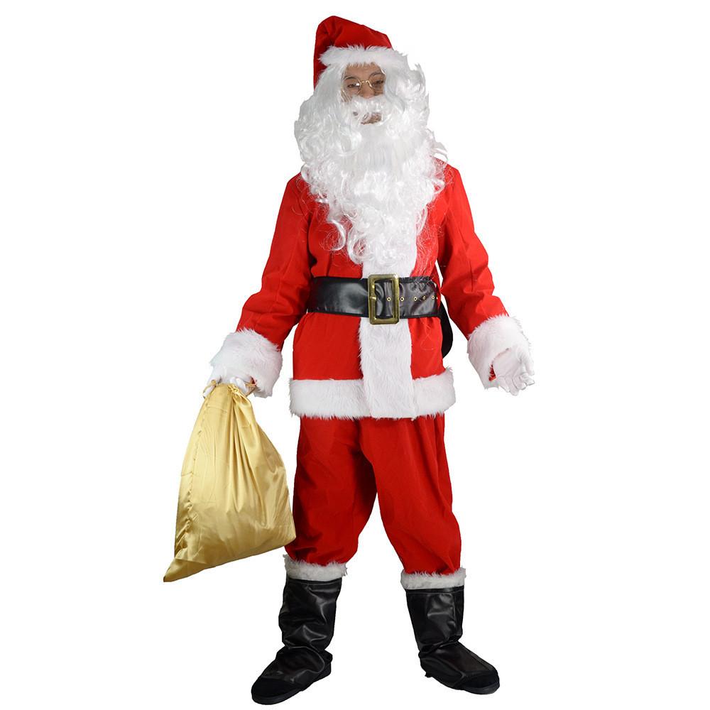 Elegant And Versatile Santa Claus Costume Made From Soft Velvet Fabric For Christmas Fun