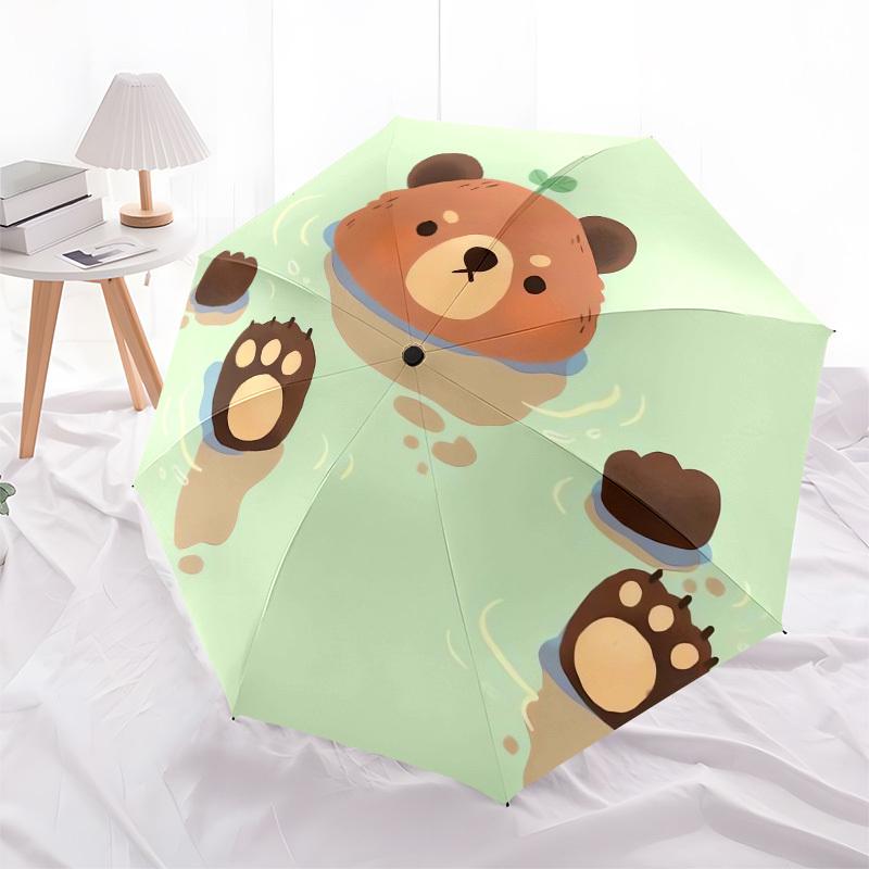 1pc Bear in Hot Tub with Paws Umbrella with Plastic Handle,Compact & Stylish,Cartoon Pattern,Outdoor UmbrellaPT490