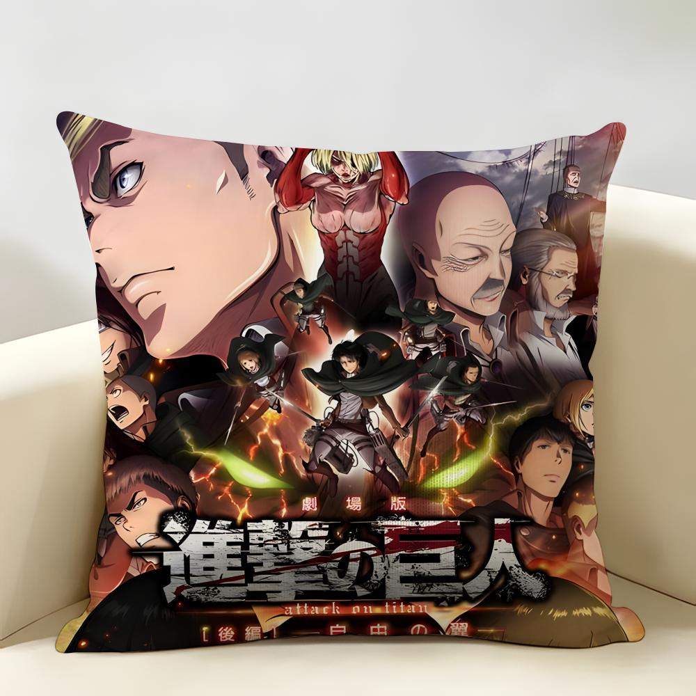 Anime AAttack On Titan Cushion Cover Natural Linen Organic Fabric DoubleSided Printing Room Sofa Decor Pillow Case