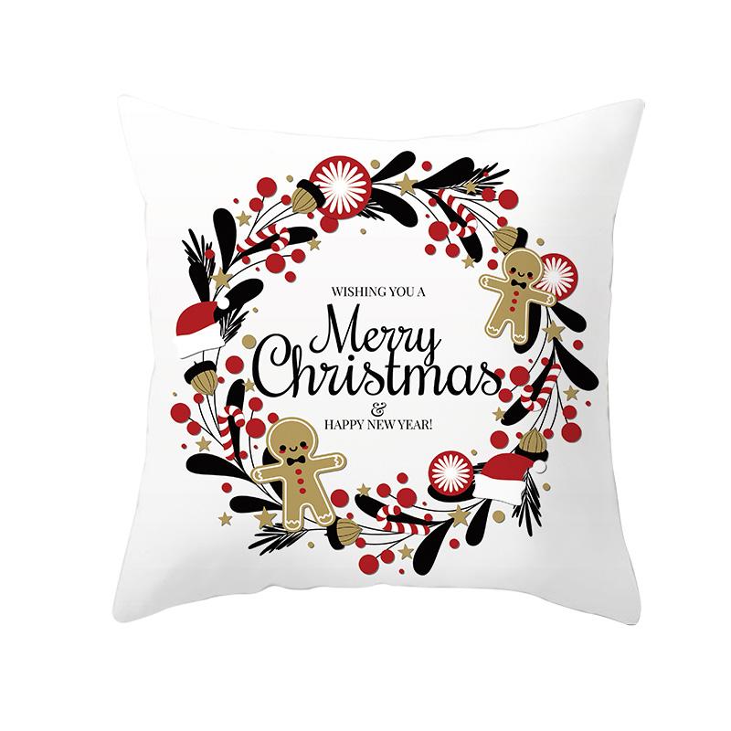 White Christmas Pillow Case Cute Santa Claus Elk   Cover Winter Snowflake Decorative Cases