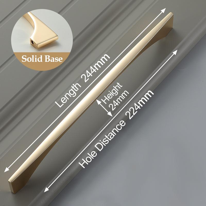 KAK Zinc Alloy Bright Gold Cabinet Pulls Light Luxury Stylish Kitchen Handles for Furniture Drawer Knobs Cabinet Hardware