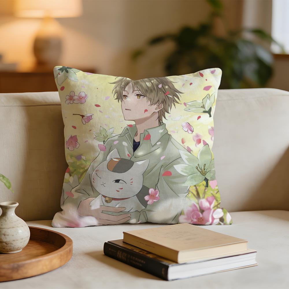 NNatSUmes Book of Friends Anime Cushion Cover Short Plush Pillowcase for Bed Sofa Carwashable