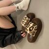 Leopard print thick bottom heightening fluffy slippers women's wear 2025 new autumn and winter fashion home fluffy cotton slippers