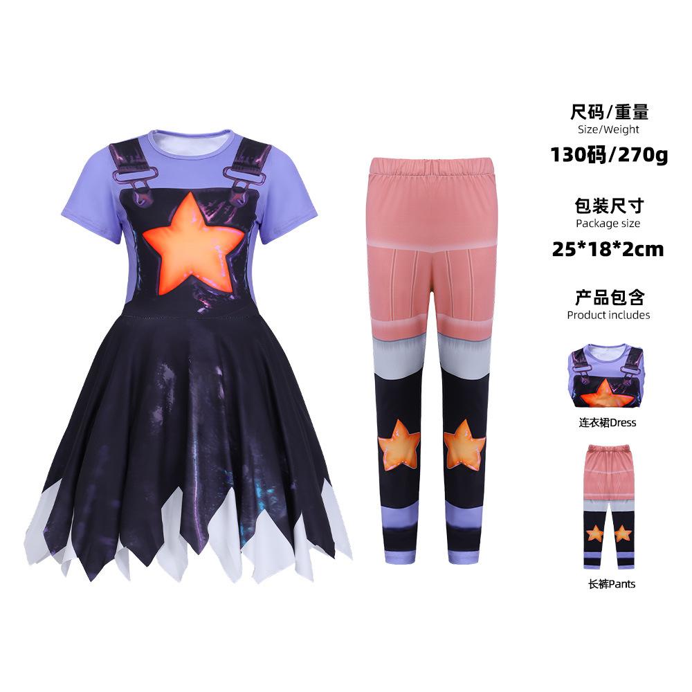 C Poppy's Playtime Lily Short Sleeve Cos Dress Girls Halloween Party Show Dress X
