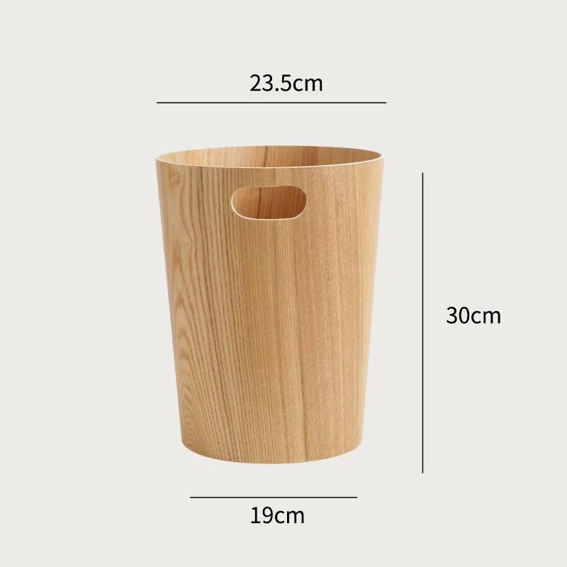 Creative Wooden Trash Can Round Simple Cleaning Tools Garbage Can Home Wastebasket Bathroom Trash Bin Kitchen Waste Storage Bins