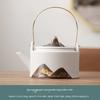 Japanese-Style Glaze Painting Color Hand-Painted Mountain Shadow Loop-Handled Teapot Kung Fu Tea Set Tea pot Small Single Pot