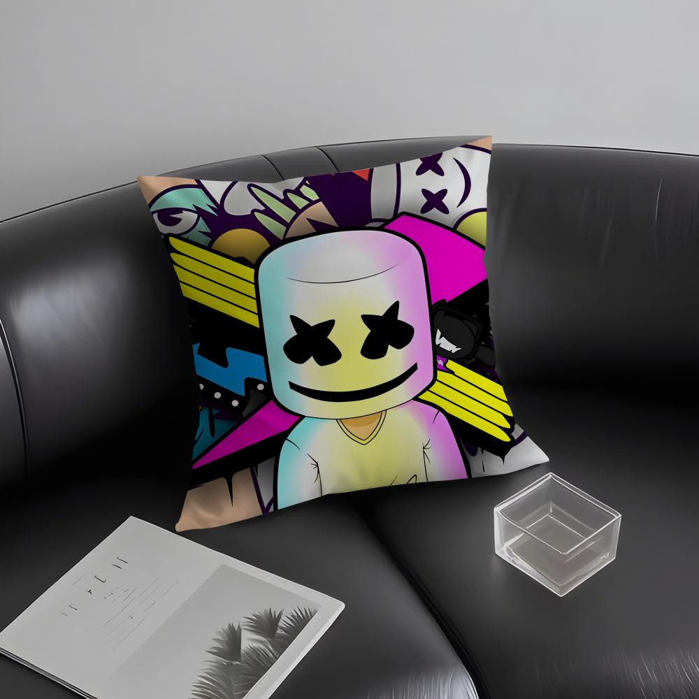 M-Marshmello Music Producer Cushion Cover Pillowcase Ultra Soft Skin Friendly Fabric Cloud Like Comfort & Concealed Zipper