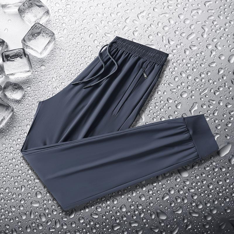 Ice Silk Slacks Men's Summer Pants Thin Loose Casual Quick Drying Pants High Elastic Breathable Sports Pants