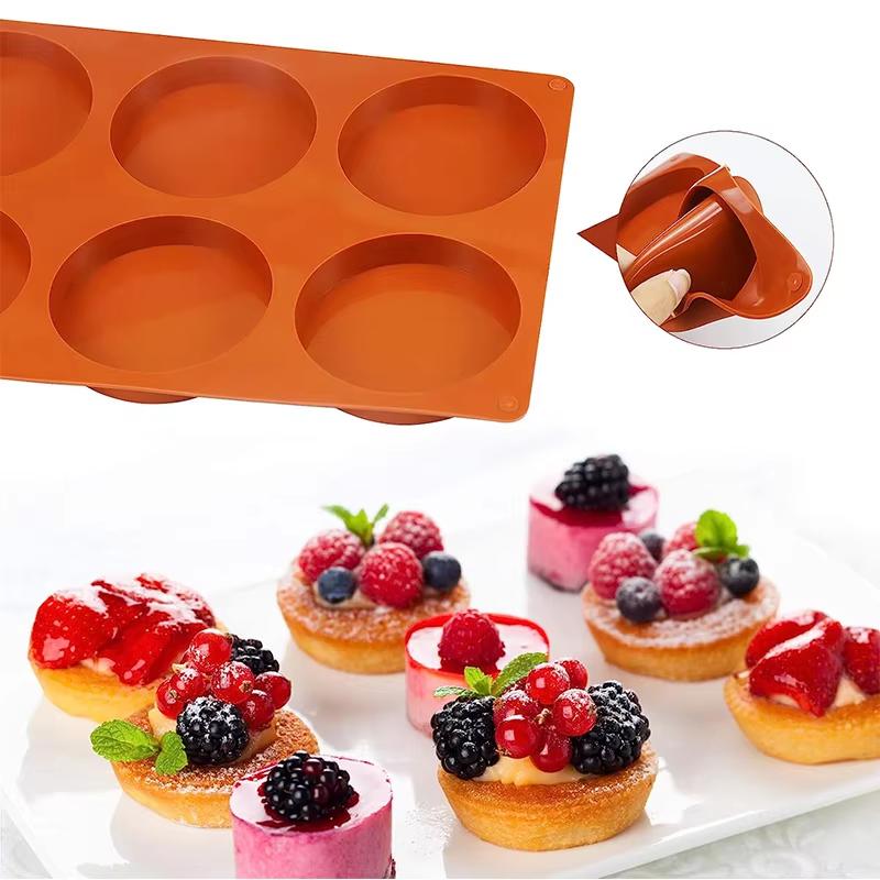 Stampi da Forno Rotondi in Silicone a 6 Cavità Stampo Cilindrico Rotondo Antiaderente Stampo da Cucina per Cupcake Whoopie Pie Hamburger YY22