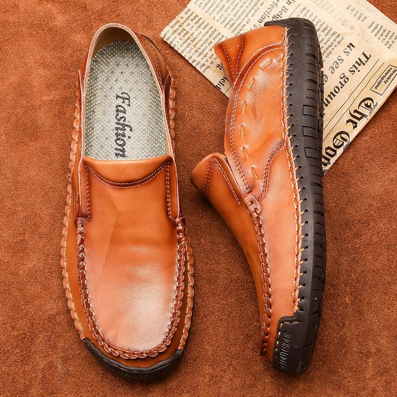 Men's Handmade Leather Shoes Casual Slip On Loafers Men's Flats Moccasins
