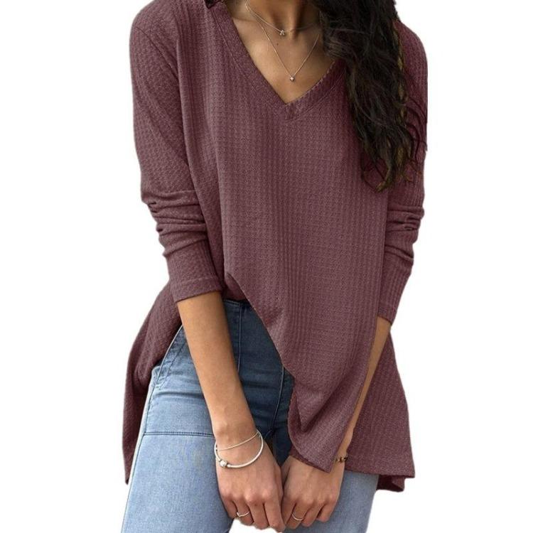 

Women s Loose V-neck Long Sleeve T-Shirt Casual Spring Autumn Bottoming Shirt XXXXXL червоний