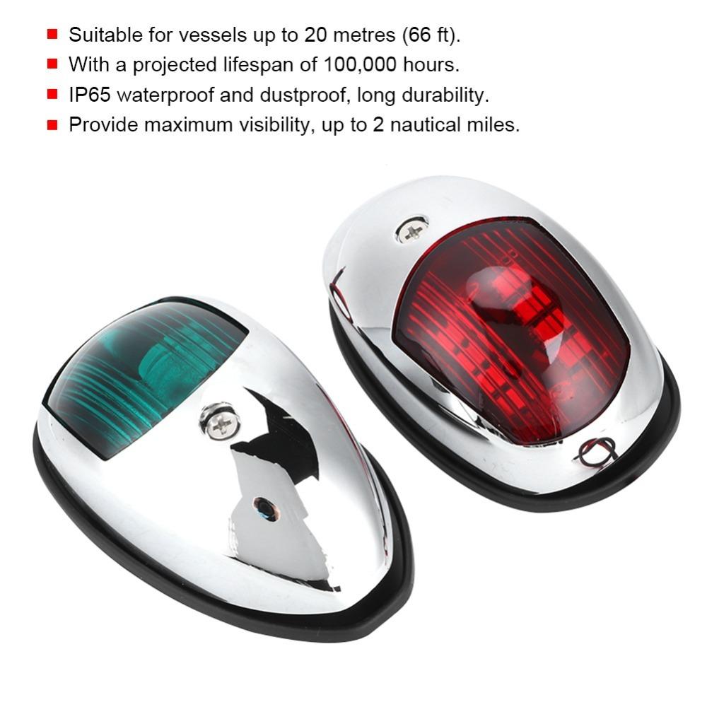 1Pair Professional 12V LED Marine Navigation Light PC Boat Navigation Light Red Port Lamp For Bass Boats