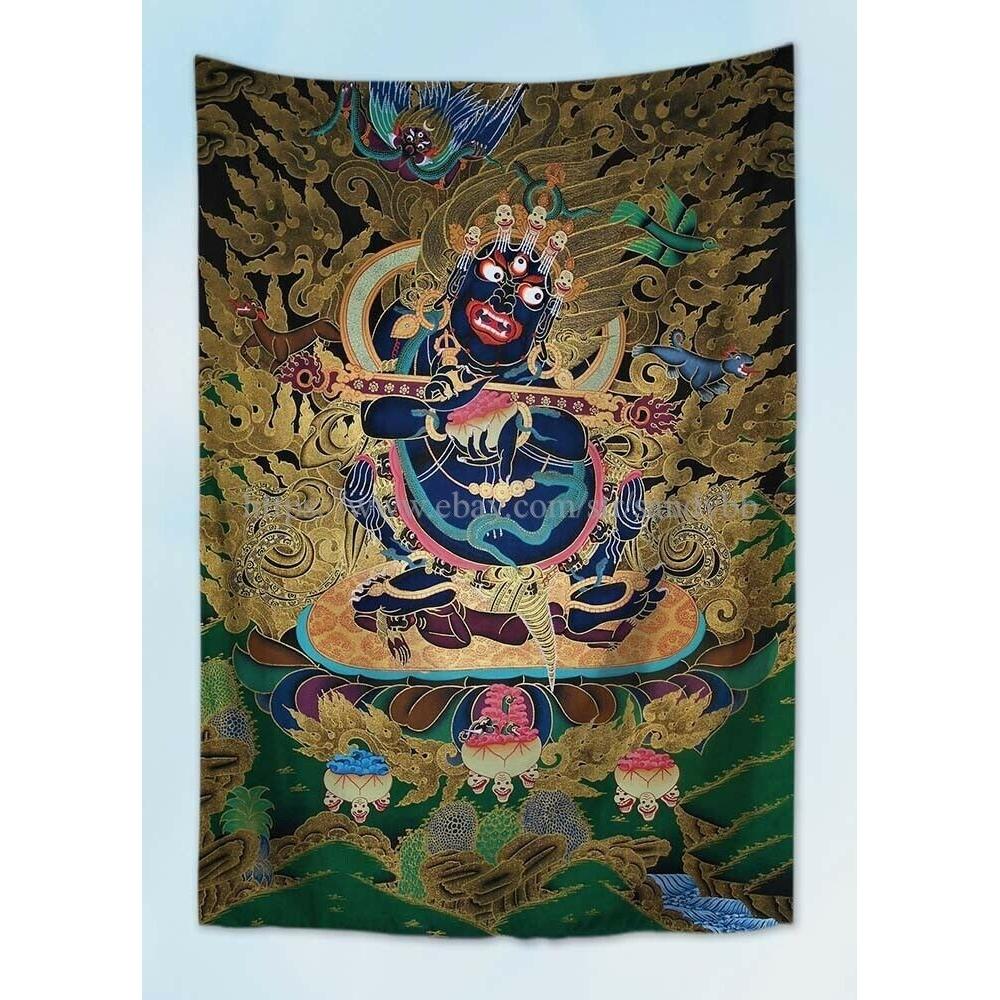 Tapestry Two-armed Tibetan thangka of Mahakala 75x100