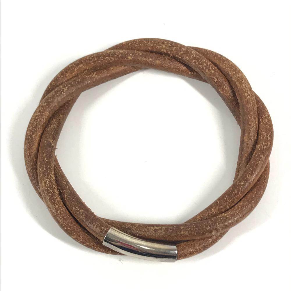 Hermes Tornado Breath Accessory Jewelry Bracelet Leather Brown/SilverHardware