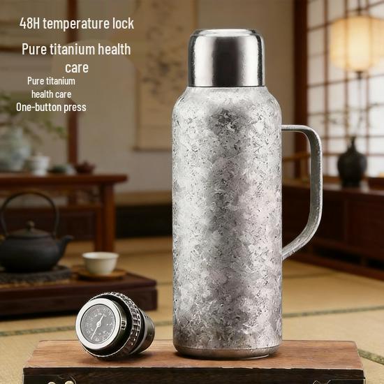 Premium Pure Titanium Double-Layer Insulated Tea Stewing Pot with Alloy Liner - Large Capacity Household Heirloom Flask