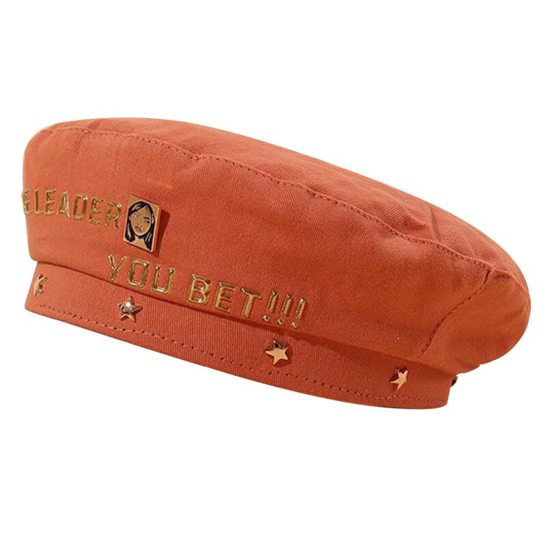 Men's and Women's Beret Golden Letter Pattern Sunscreen Beret Hat