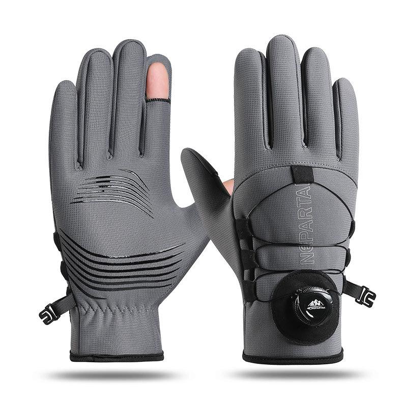 1Pair Men Winter Warm Full Fingers Waterproof Cycling Outdoor Sports Running Motorcycle Ski Touch Screen Fleece Gloves.
