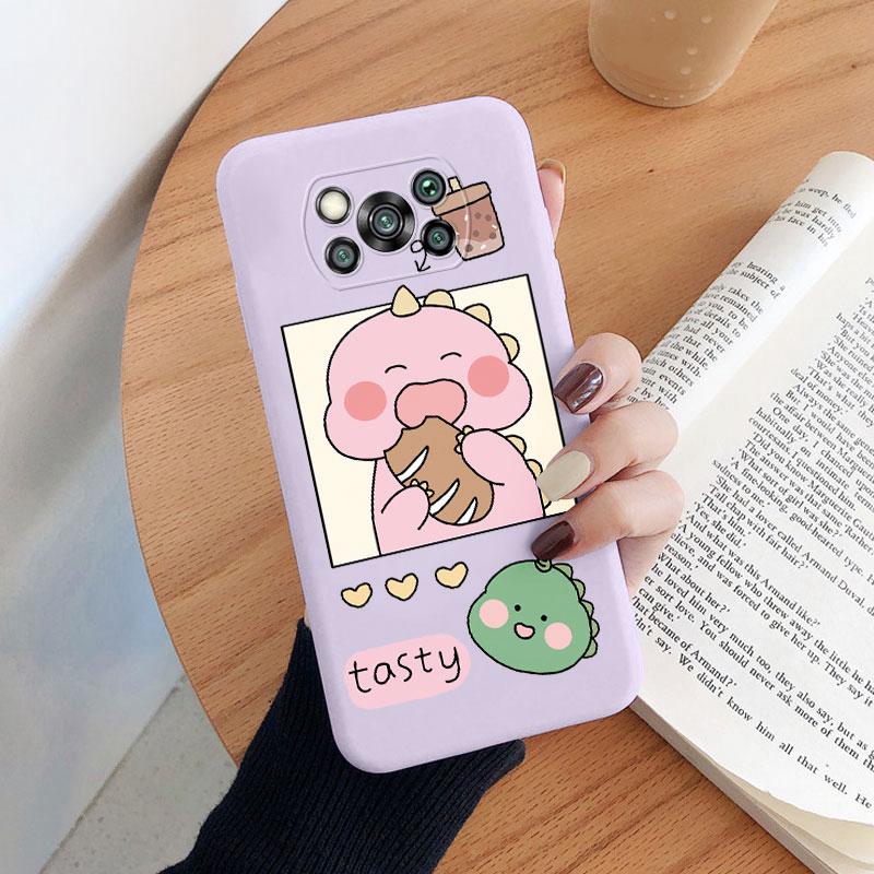 For Poco X3 Pro PocoX3 NFC Cover Cute Flower Phone Case For Xiaomi Poco X3 X 3 Fashion Dinosaur Silicone Bumper Soft TPU Coque
