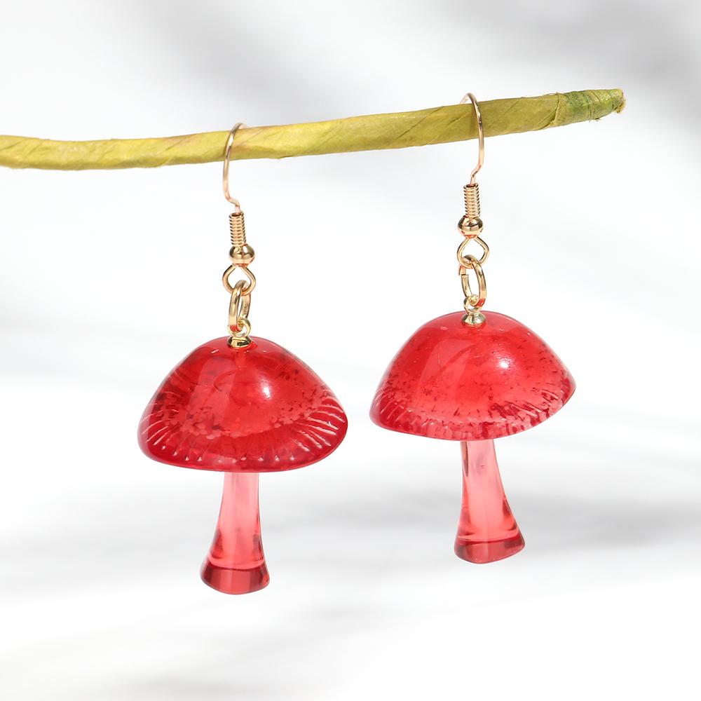 Colorful Clear Mushroom Acrylic Pendant Earrings for Women New Resin Glowing in The Dark Drop Earring Creative Jewelry Gift