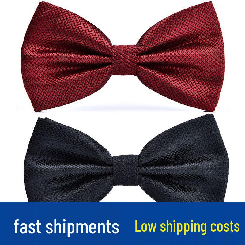 

Двухслойная бабочка в корейском стиле для мужчин и женщин – Формальная свадебная одежда, Однотонный бант J08 Bright Red Pattern