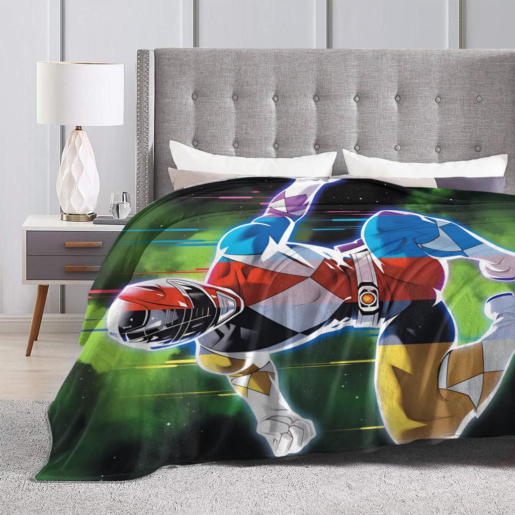 M-Mighty Morphin Warm Soft Blanket  Cartoon P-Power Rangers Camping Plush Throw Blanket Outdoor Flannel Bedspread Sofa Bed Cover